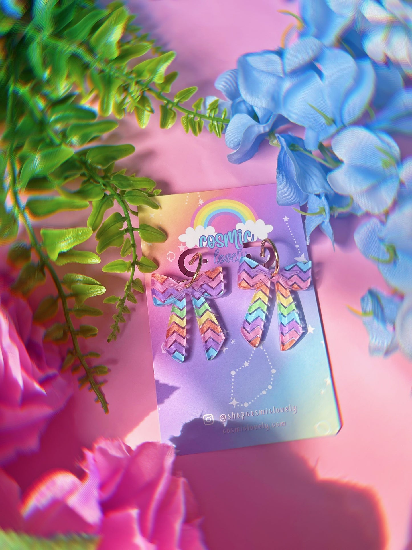 Rainbow Easter Small Coquette Bow Earrings