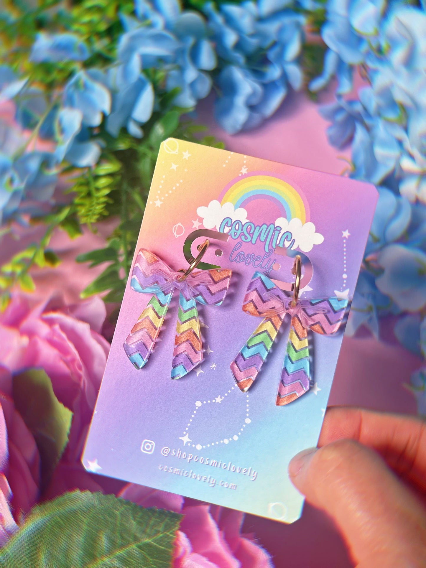 Rainbow Easter Small Coquette Bow Earrings