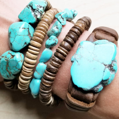 Chunky Blue Turquoise Nugget Bracelet 801e