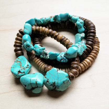 Chunky Blue Turquoise Nugget Bracelet 801e