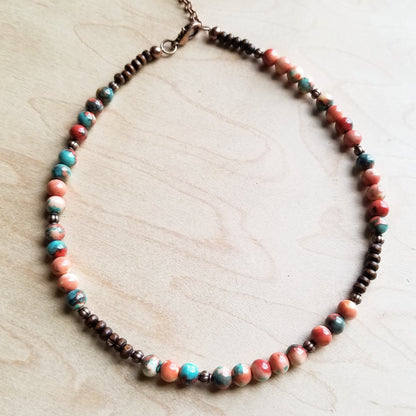 Multi-Colored Turquoise Beaded Collar Necklace 248L