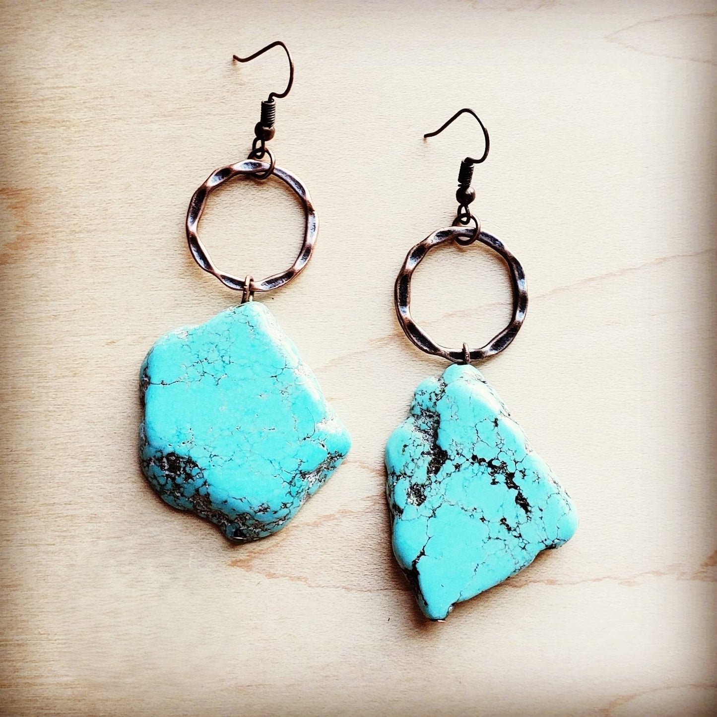 Blue Turquoise Chunky Earrings 215q