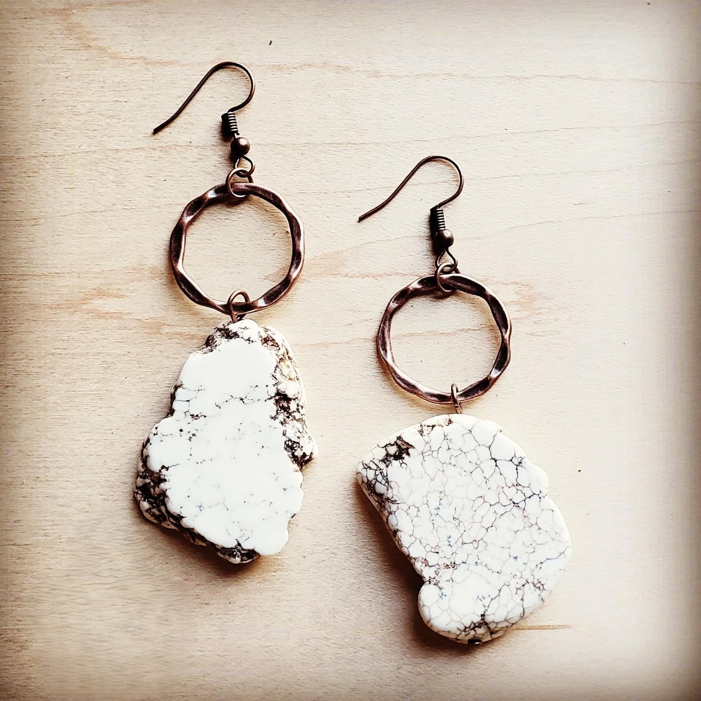 White Turquoise Chunky Earrings 215N
