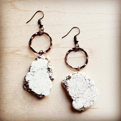White Turquoise Chunky Earrings 215N