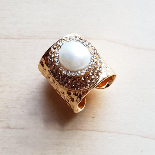 Freshwater Pearl Cuff Statement Ring 012t