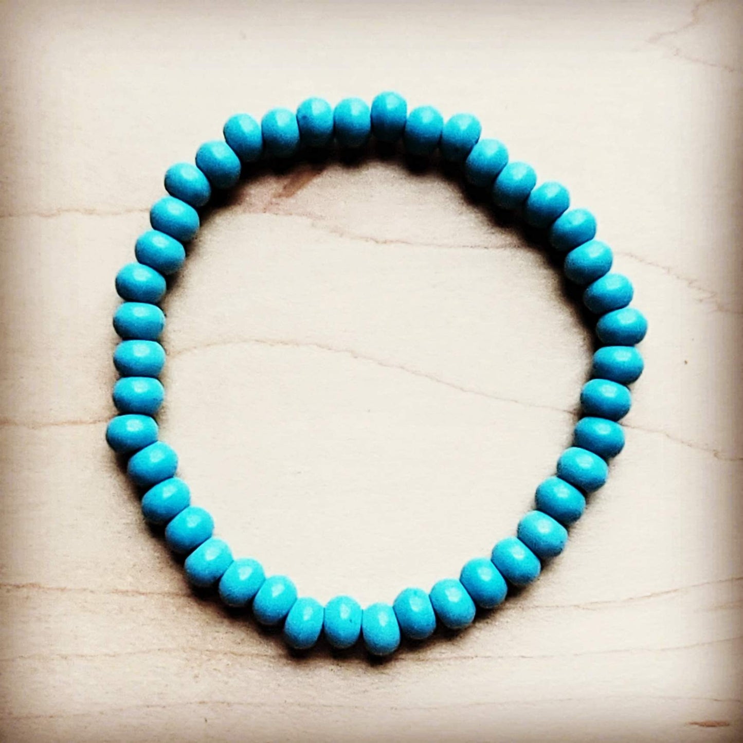 Blue Turquoise Stackable Stretch Beaded Bracelet 800u