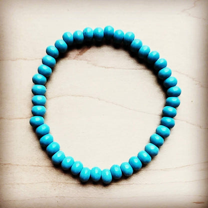 Blue Turquoise Stackable Stretch Beaded Bracelet 800u
