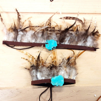 Boho Western Boot Wrap Cuff w/ Feathers & Turquoise 500f