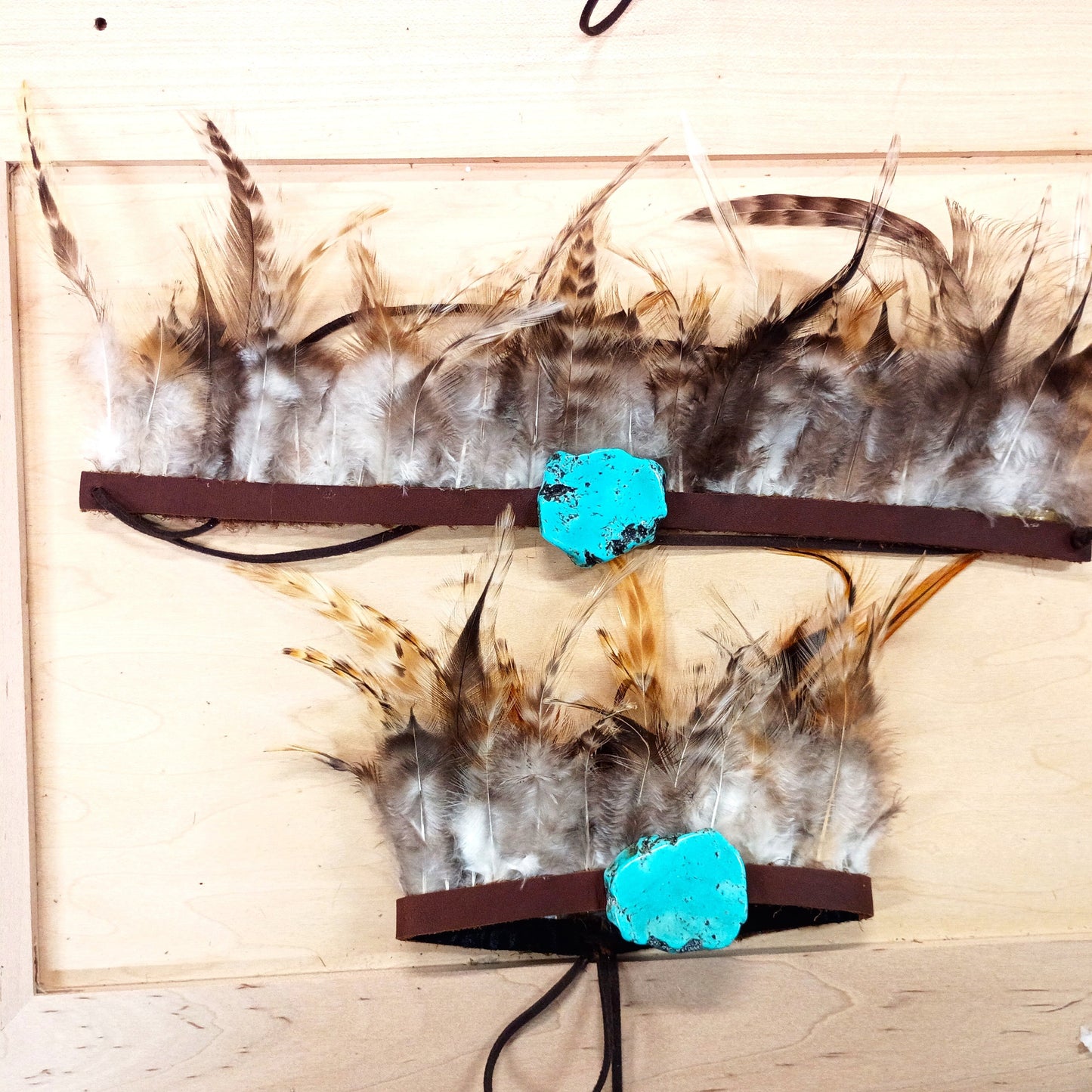 Boho Western Boot Wrap Cuff w/ Feathers & Turquoise 500f
