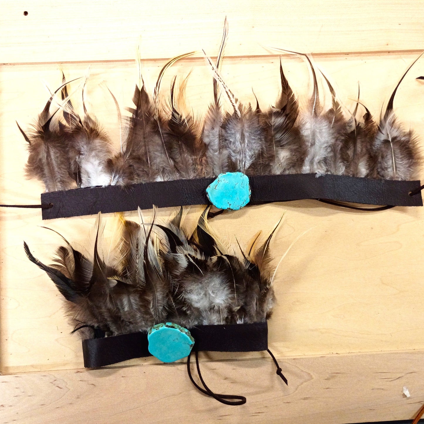 Boho Western Boot Wrap Cuff w/ Feathers & Turquoise 500f