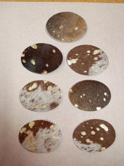 Rope Edge Mixed Metallic Hair on Hide Leather Belt Buckle 902c