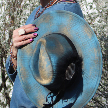 Chunky White Turquoise Slab on Hammered Gold Cuff RingBase 012s
