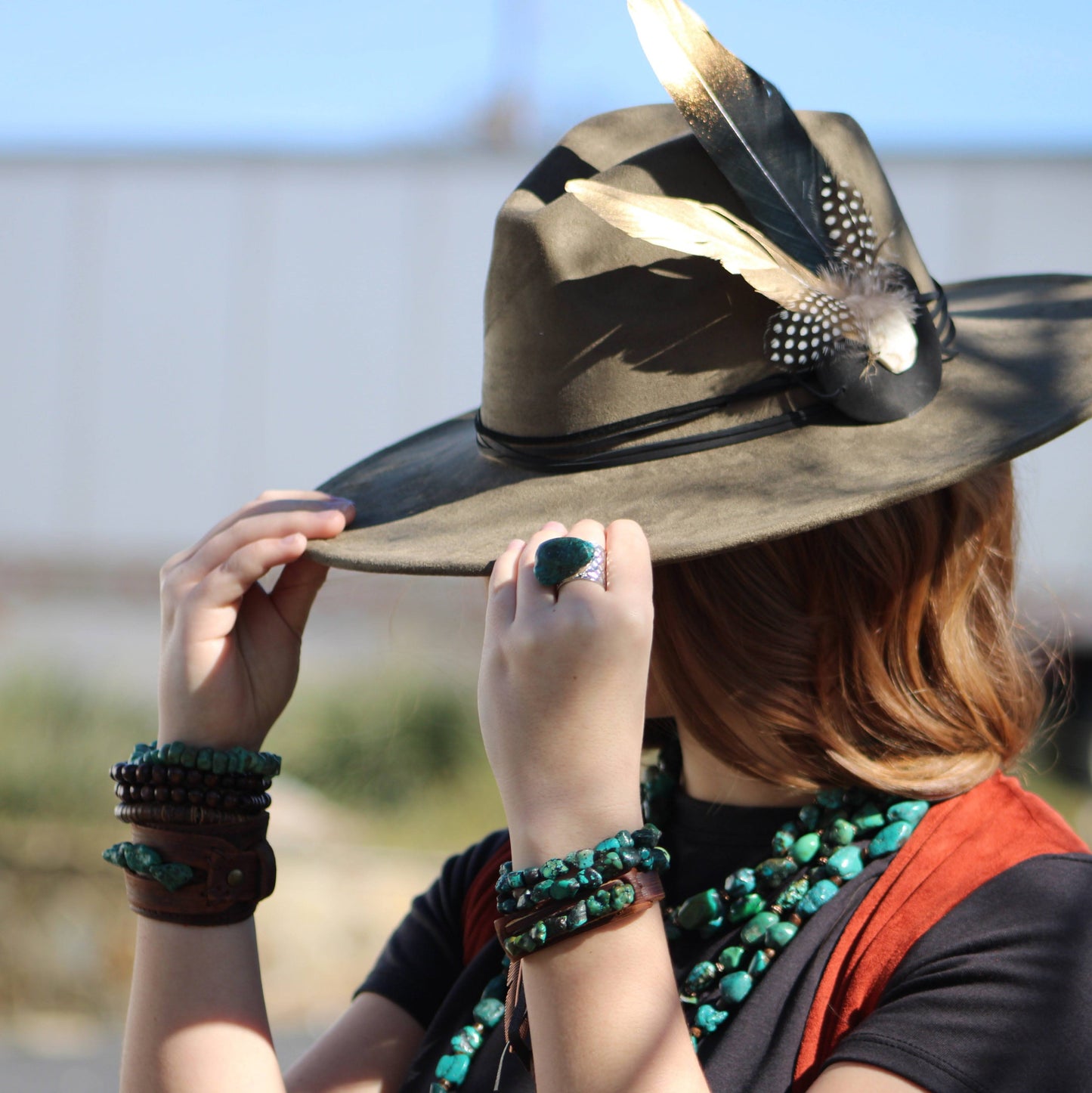 Chunky Genuine Natural Turquoise Beaded Bracelet 802b