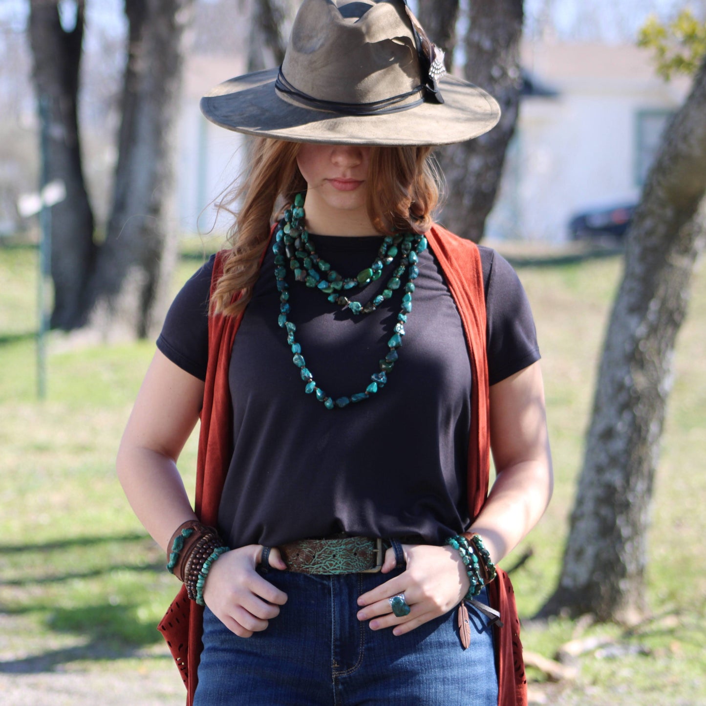 Wood Beaded Stretch Bracelet 800o