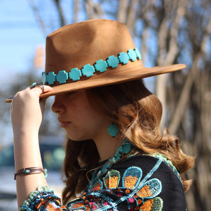 Blue Chunky Turquoise Feather Beaded Bracelet 809m