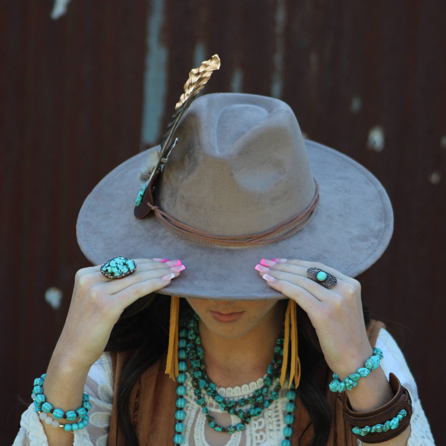 Blue Turquoise Ring in Antique Copper Filigree Setting 012d