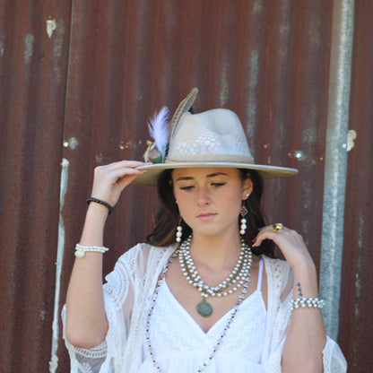 Pearl and Antique Gold Collar-Length Necklace with Indian Coin 245e