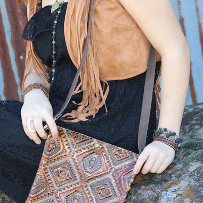 Dark Brown Vintage Laced Cuff-X Pattern 011e