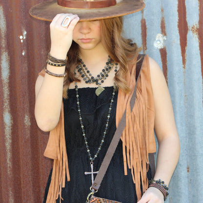 Dark Brown Vintage Laced Cuff-X Pattern 011e