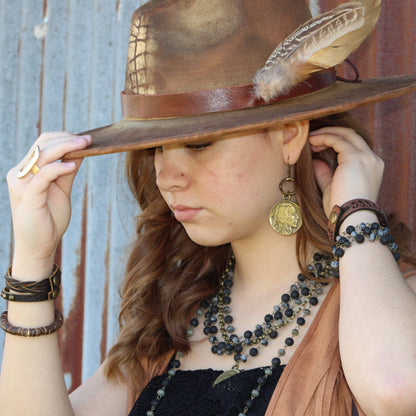 Copper Indian Buffalo Head Earrings 221e