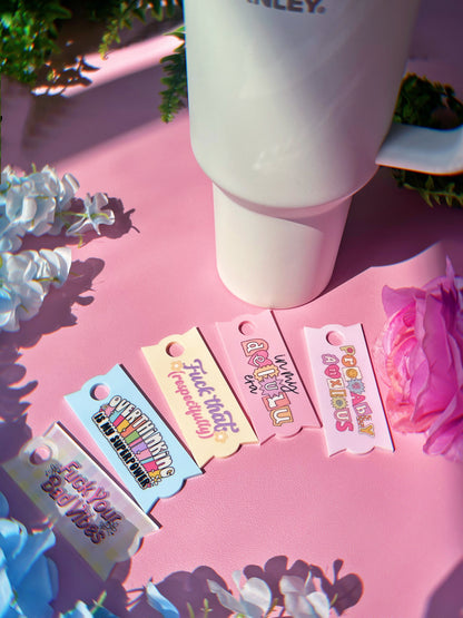 Fuck Your Bad Vibes Pastel Gingham Tumbler H2.0 Cup Topper 40oz | 30oz | 20 oz