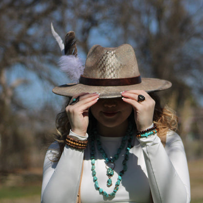 Blue Turquoise Necklace w/ Soldered Turquoise Pendant 259j