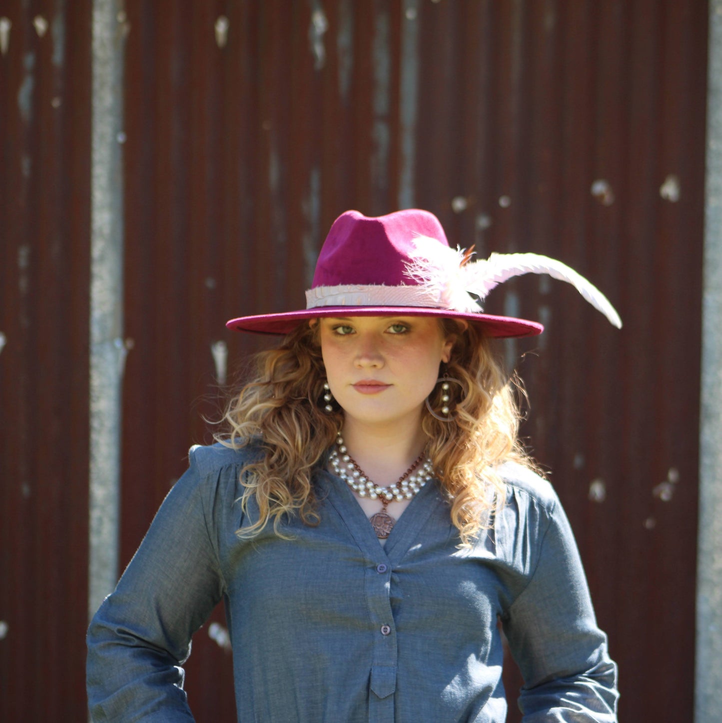 Pearl and Copper Collar-Length Necklace with Indian Coin 255w