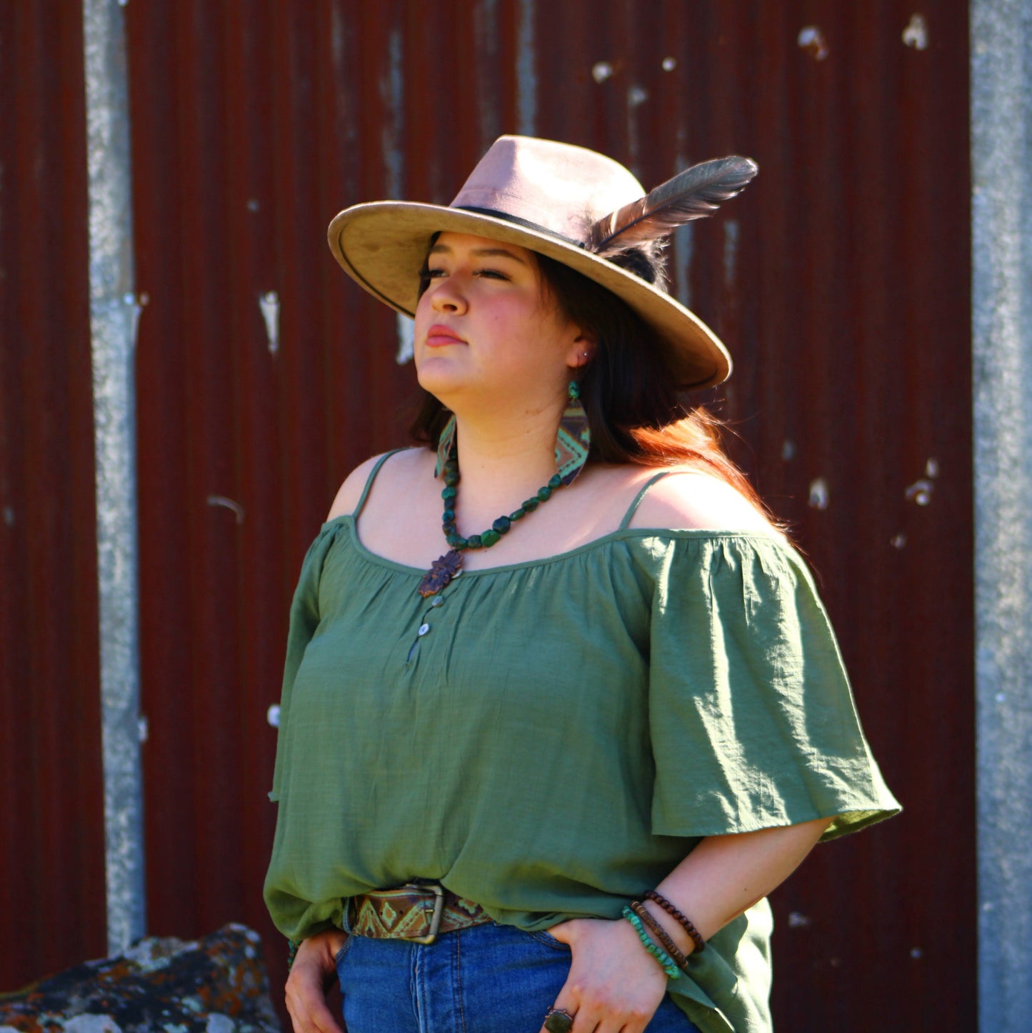 Chunky Genuine Natural Turquoise Beaded Bracelet 802b