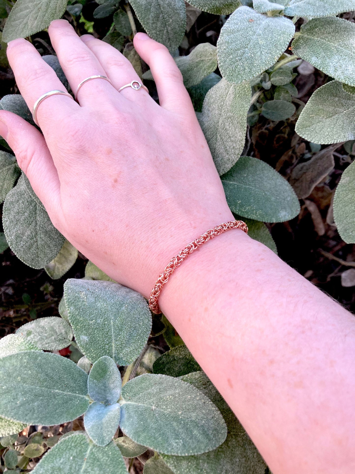 Delicate Byzantine Chainmaille Bracelet in Copper