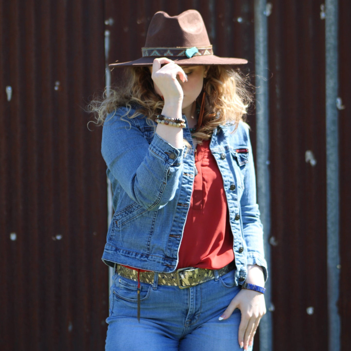 **Woven Picasso Jasper & Lapis Beaded Bracelet 809z