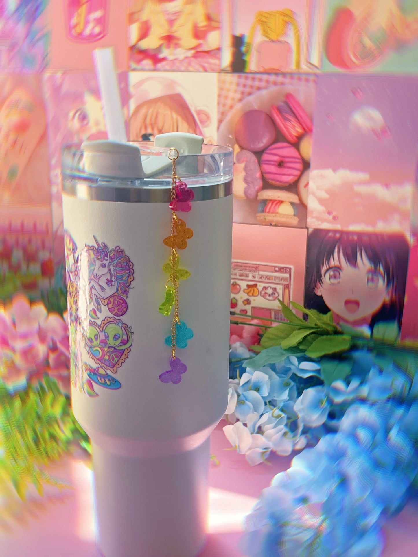 Candy Butterfly Rainbow Tumbler Cup Charms