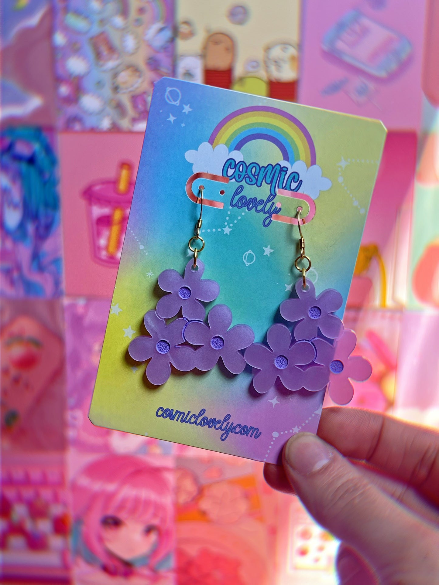 Lavender Flower Bunch Earrings