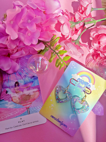 Spring Confetti Glitter Heart Earrings