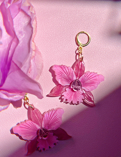 Pretty Pink Orchid Earrings