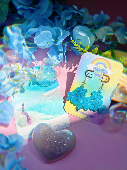 Blue Flower Bunch Earrings