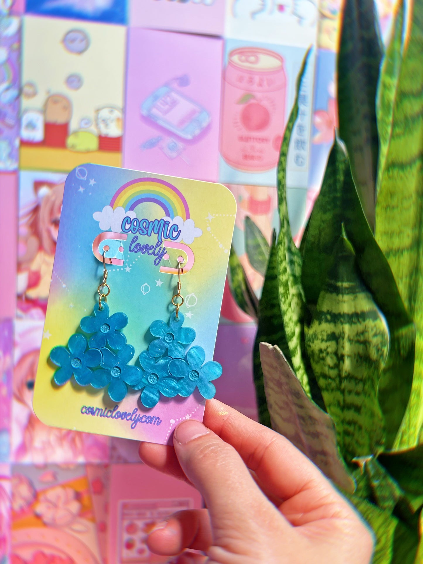 Blue Flower Bunch Earrings