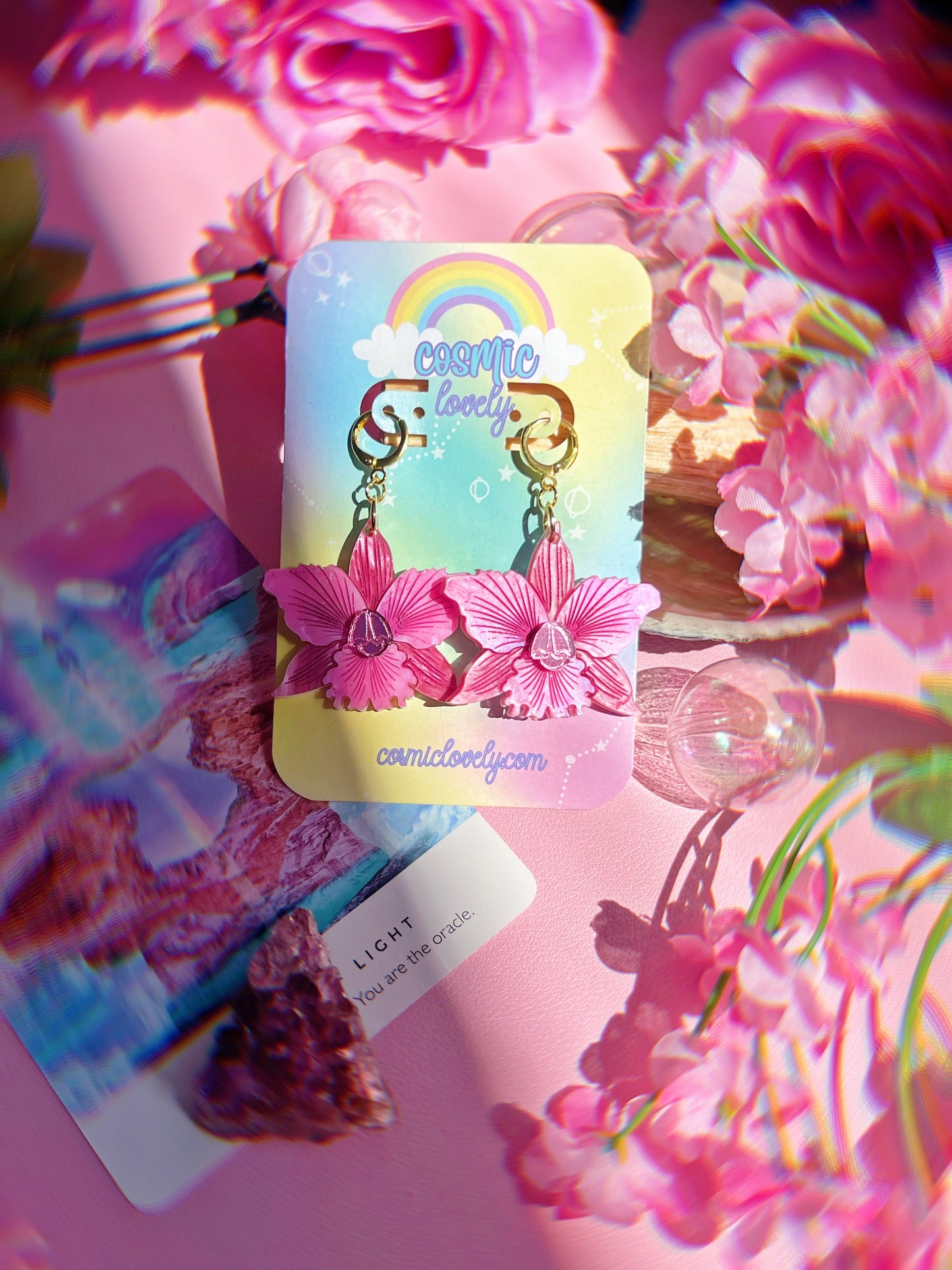 Pretty Pink Orchid Earrings