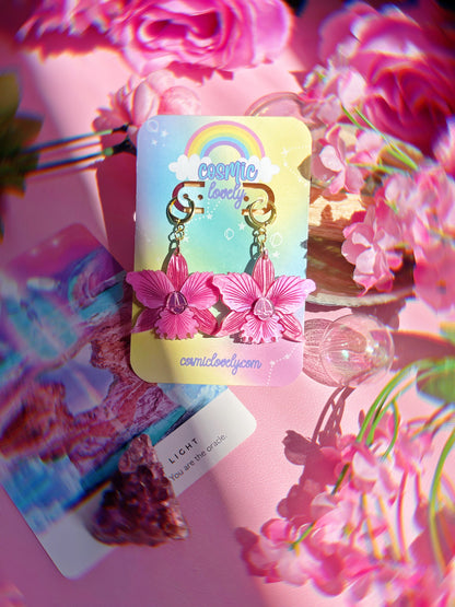 Pretty Pink Orchid Earrings