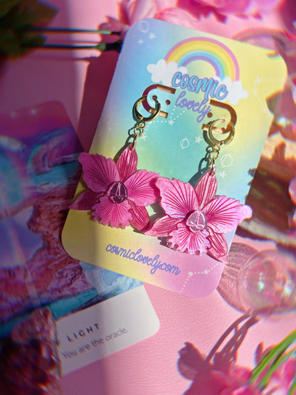 Pretty Pink Orchid Earrings