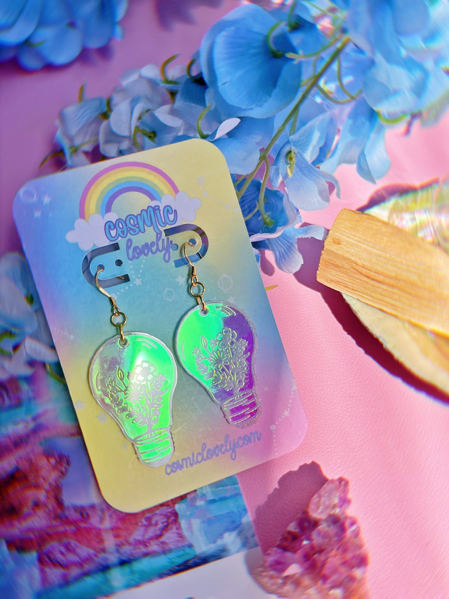 Iridescent Floral Bulb Earrings