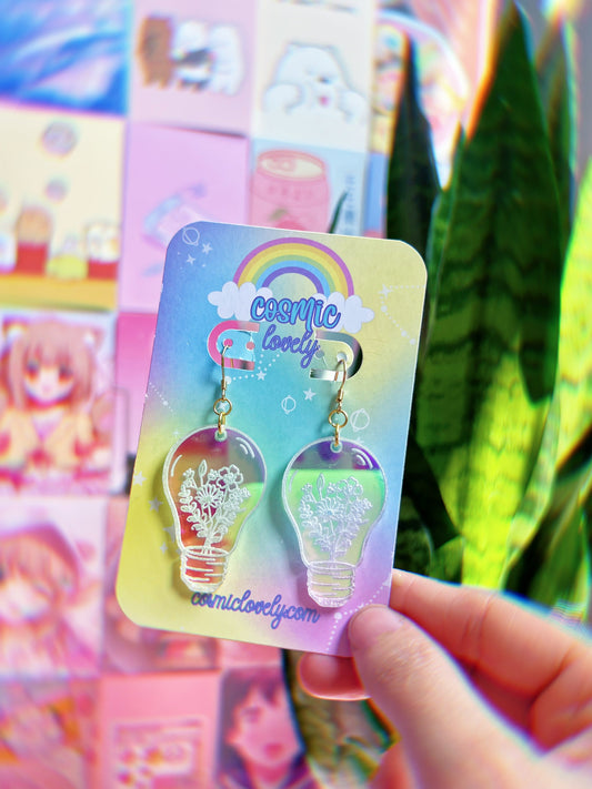 Iridescent Floral Bulb Earrings
