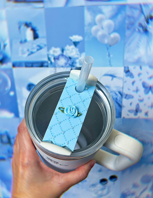 Coquette Quilted Pastel Blue Pearl H2.0 Cup Topper 40oz | 30oz | 20 oz