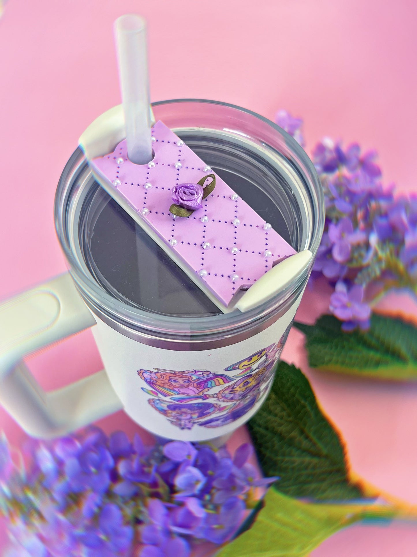 Coquette Quilted Pastel Lavender Pearl H2.0 Cup Topper 40oz | 30oz | 20 oz