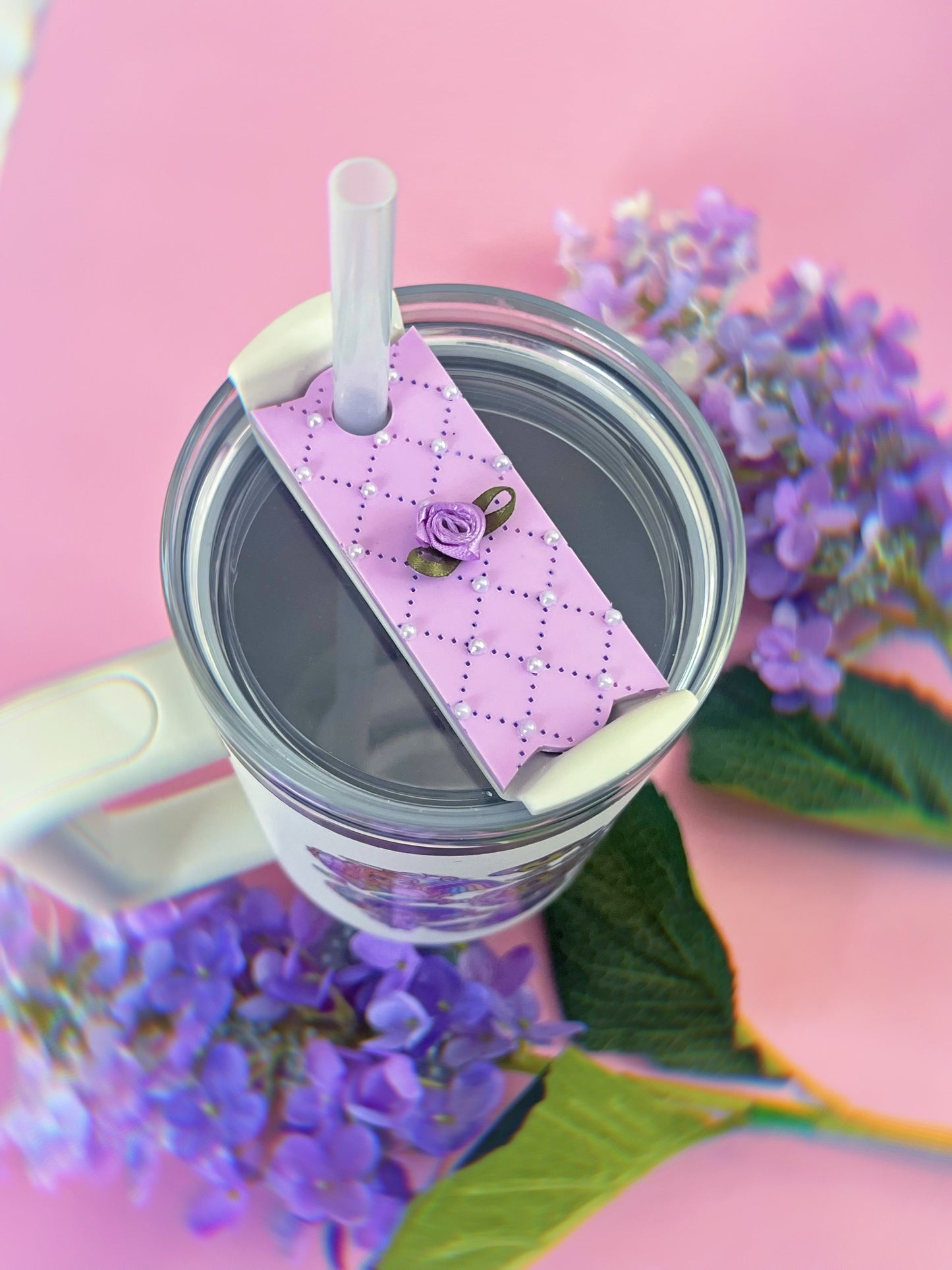 Coquette Quilted Pastel Lavender Pearl H2.0 Cup Topper 40oz | 30oz | 20 oz