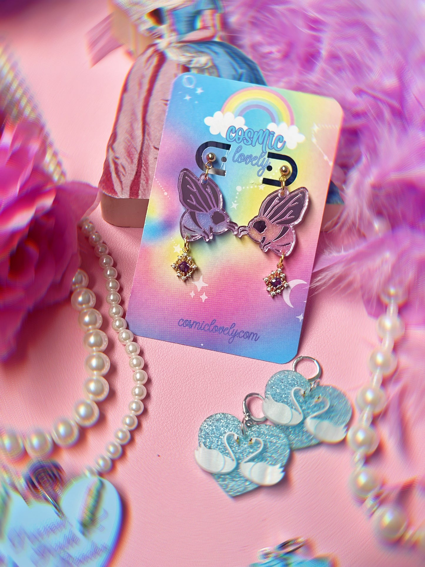 Lavender Bee Dangle Earrings