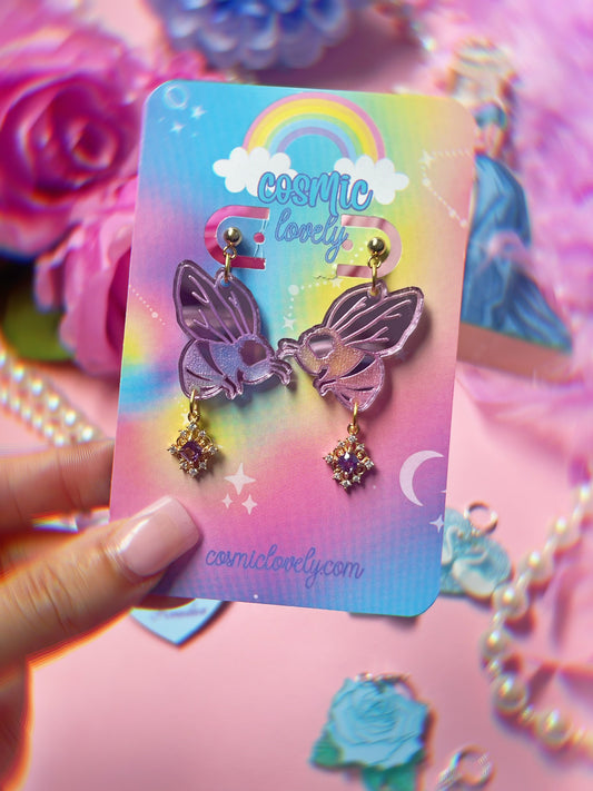 Lavender Bee Dangle Earrings