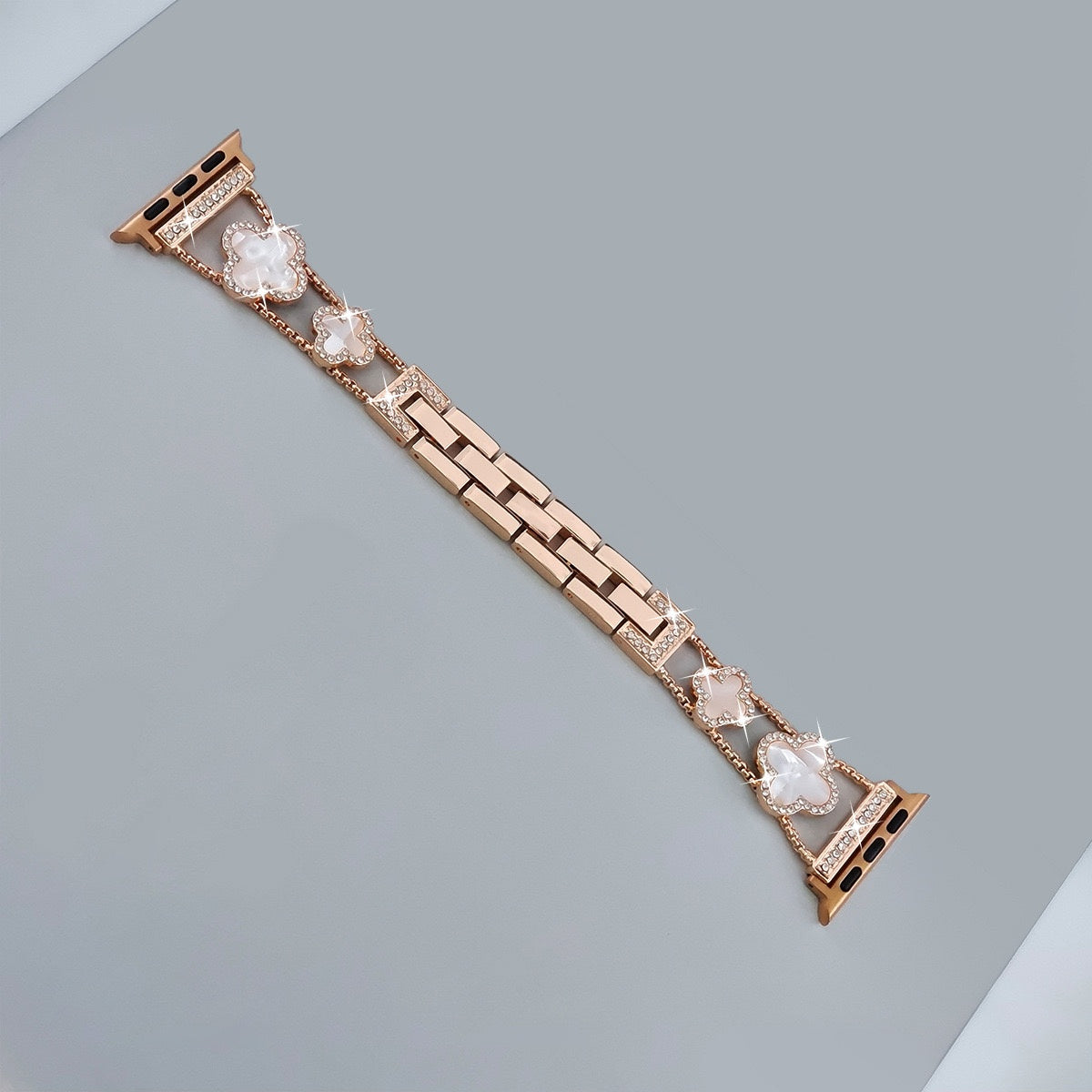 Bling Diamond Clover Bands for Women - Lucky, Cute & Sparkle Dressy Metal Bracelet Strap for Apple Watch