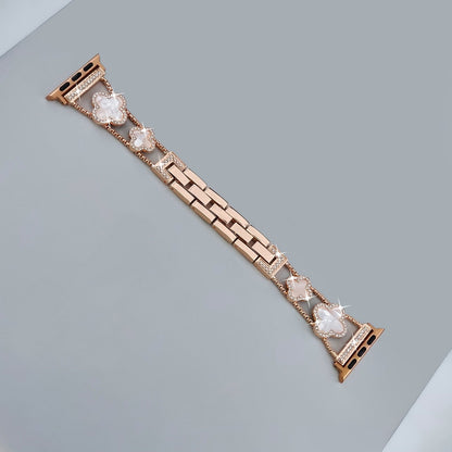 Bling Diamond Clover Bands for Women - Lucky, Cute & Sparkle Dressy Metal Bracelet Strap for Apple Watch