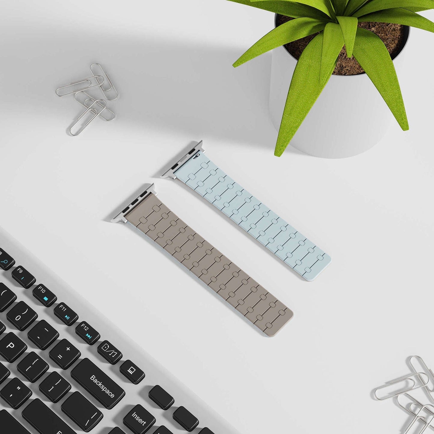 Color - blocking magnetic silicone apple watch strap