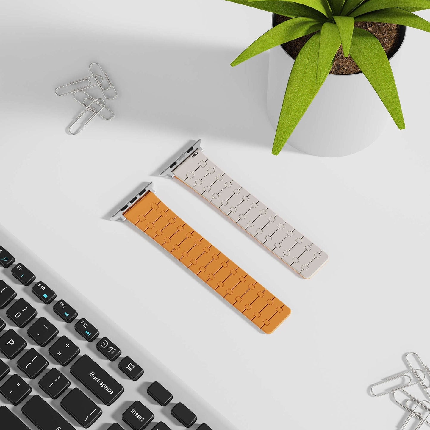 Color - blocking magnetic silicone apple watch strap